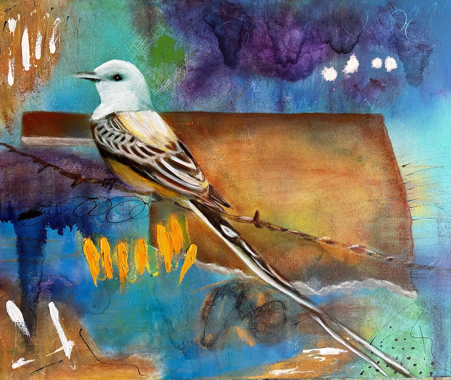 Bird on Barbed Wire Giclee art print