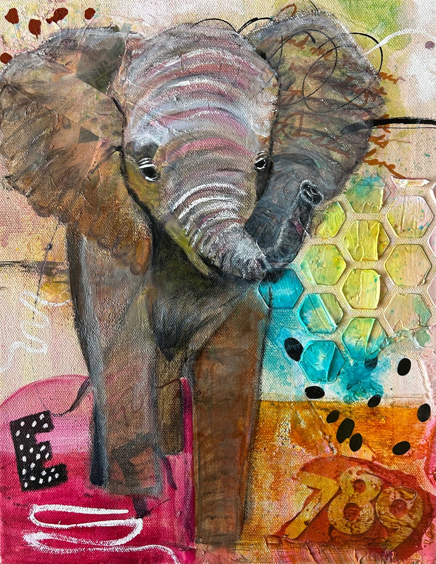E is for Elephant matted Giclee art print