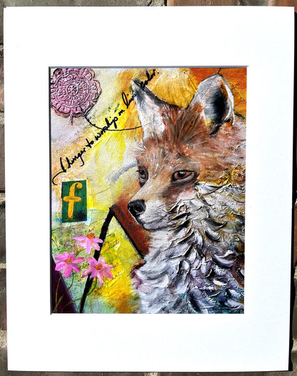 F is for Fox matted Giclee art print