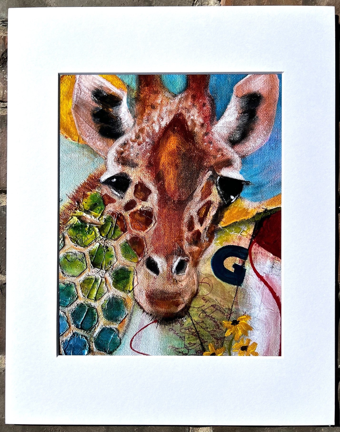G is for Giraffe matted Giclee art print